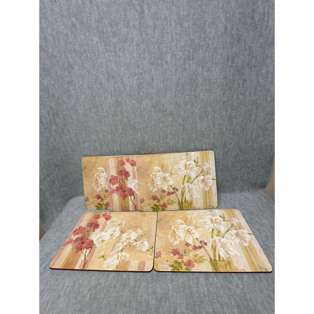 Placemats Hot Pads Trivets Floral Orchid Amaryllis K Whitcomb Cork Back Set of 5
